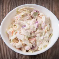 Close-up of homemade coleslaw side dish