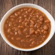 Close-up of BBQ baked beans side dish
