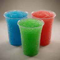 Blue raspberry, green apple and cherry slushy drinks in cups